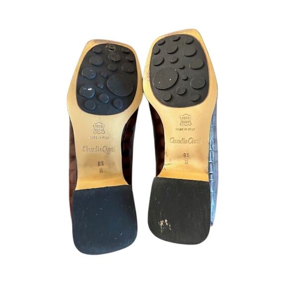 Claudia Ciuti “Aria” Brown Croc-Embossed Leather Loafer Pumps – 8.5 M - Picture 7 of 11